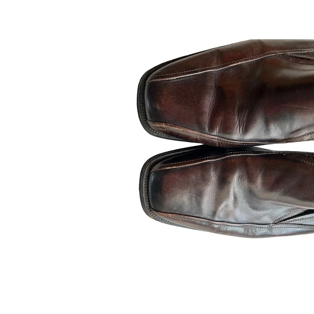 Bostonian Mens Dark Brown Leather Slip On Loafers Square Toe Dress Shoes 13M